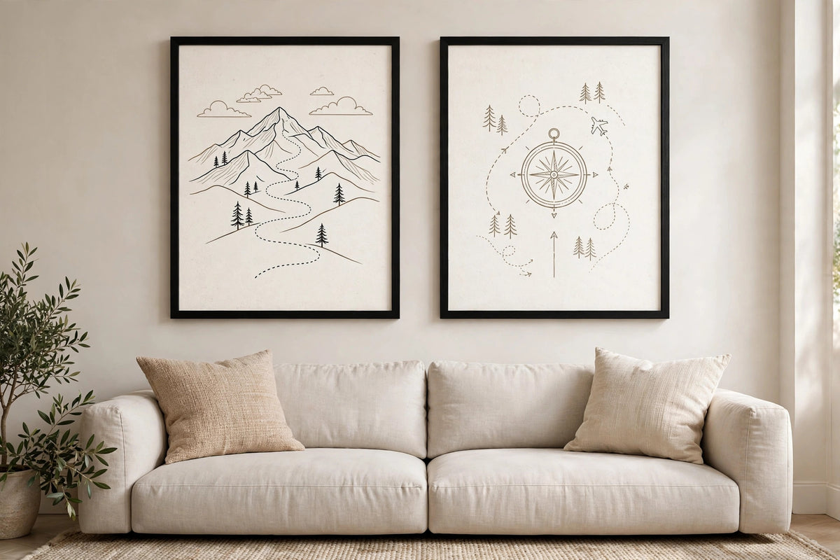 Set of 2 Journey Black Framed Print Wall Art