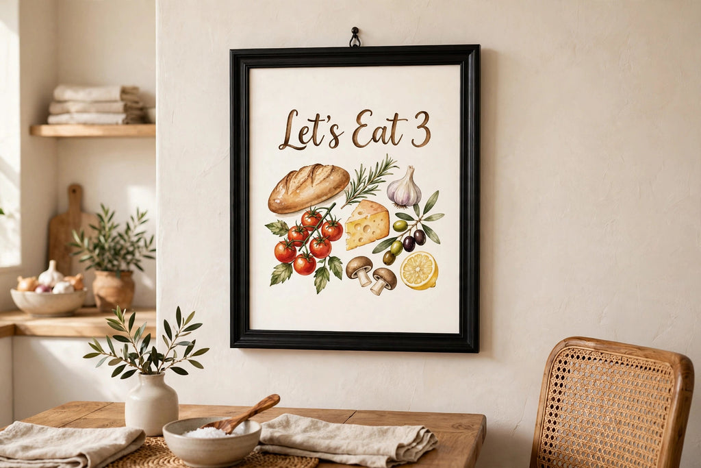 Lets Eat 3 Black Framed Print Kitchen Wall Art