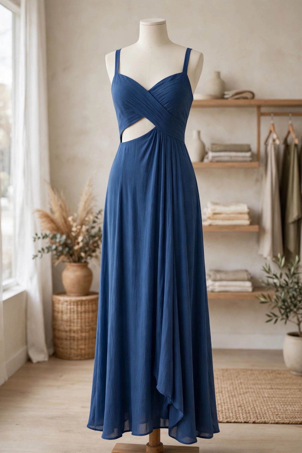 Marie Maxi Cutout Dress Blue Color (Akalia Collection)
