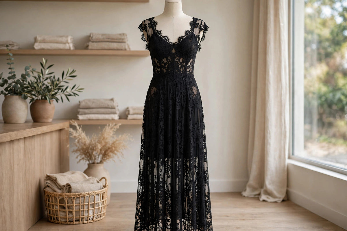 Clarise Black Lace Maxi Dress (Akalia Collection)