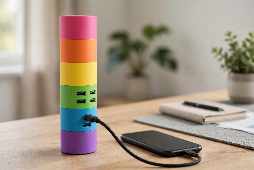 Smart Power 6 USB Colorful Tower for Every Desk at Home or Office charge any Gadget