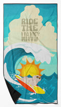 Surfer Dog Ride the Wave Premium Beach Towel (Pekingese - White)