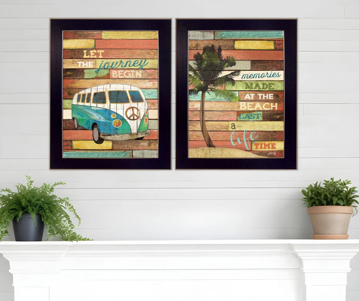 Set of 2 Journey Black Framed Print Wall Art