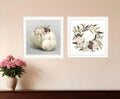 Set of 2 Boho Pumpkins and Flowers 2 White Framed Print Wall Art