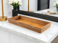 15in Brown Solid Teak Vanity Tray