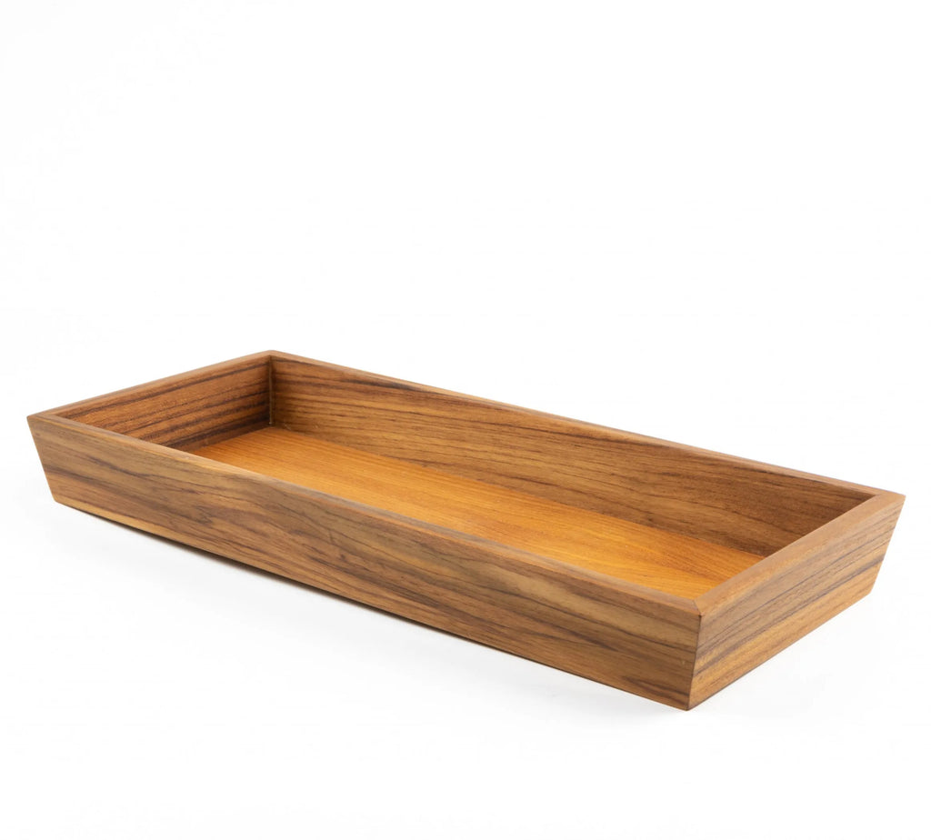 15in Brown Solid Teak Vanity Tray