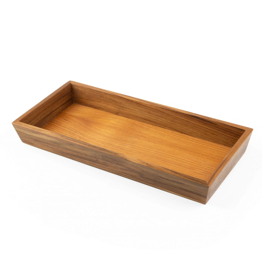 15in Brown Solid Teak Vanity Tray