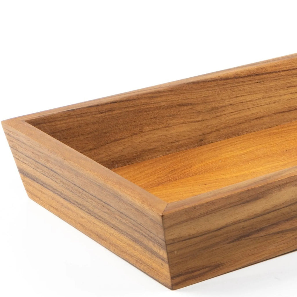 15in Brown Solid Teak Vanity Tray