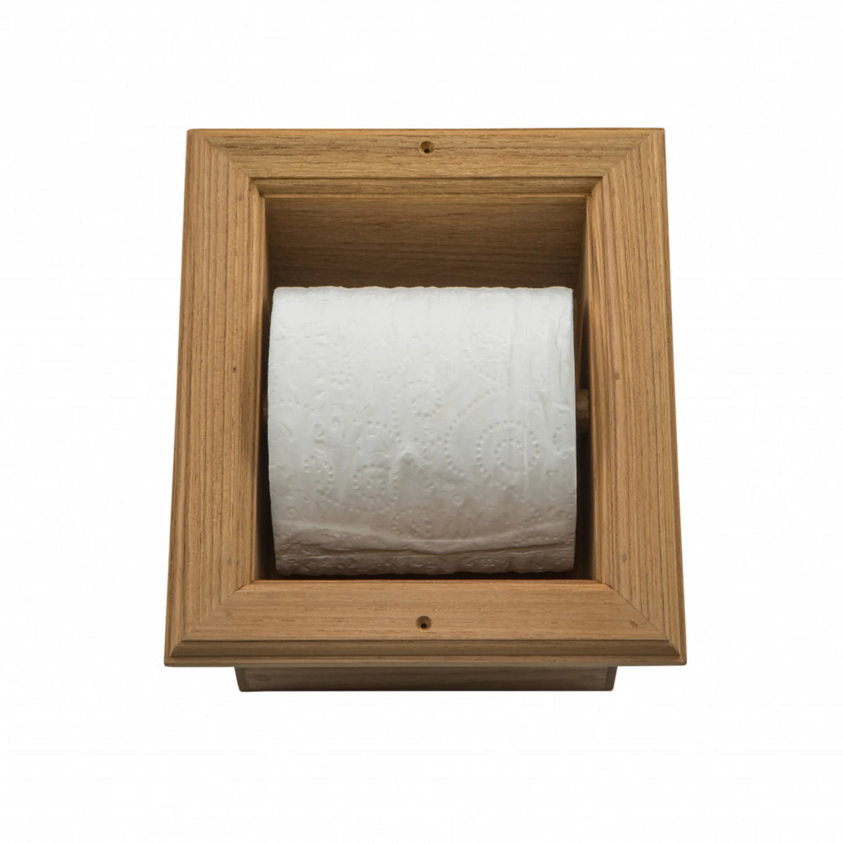 Traditional Solid Teak Recessed Wall Mount Toilet Paper Holder