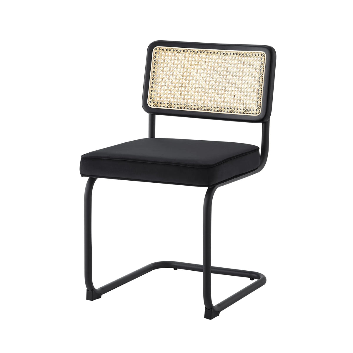 Set of 2 Black Upholstered Velvet Dining Side Chairs