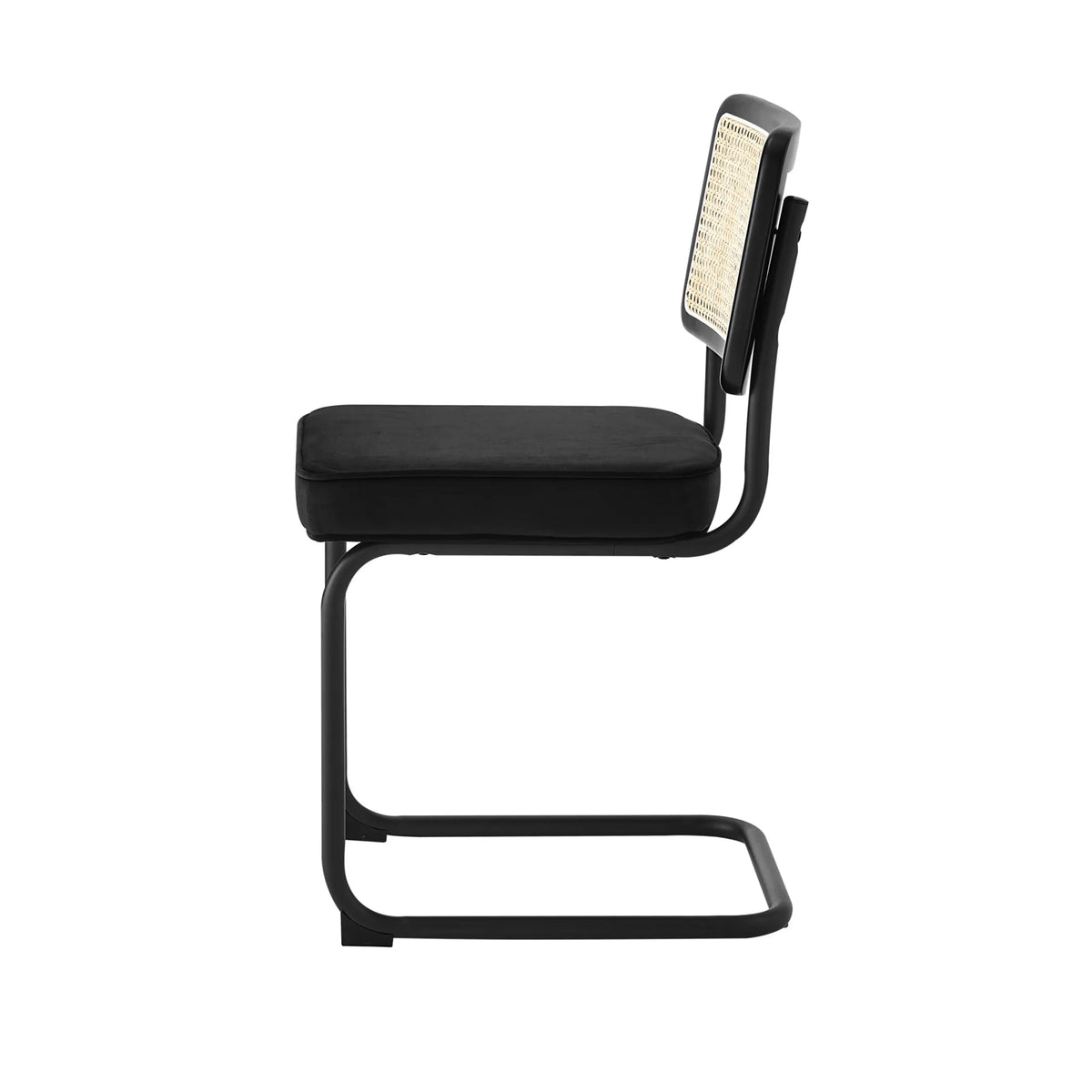 Set of 2 Black Upholstered Velvet Dining Side Chairs