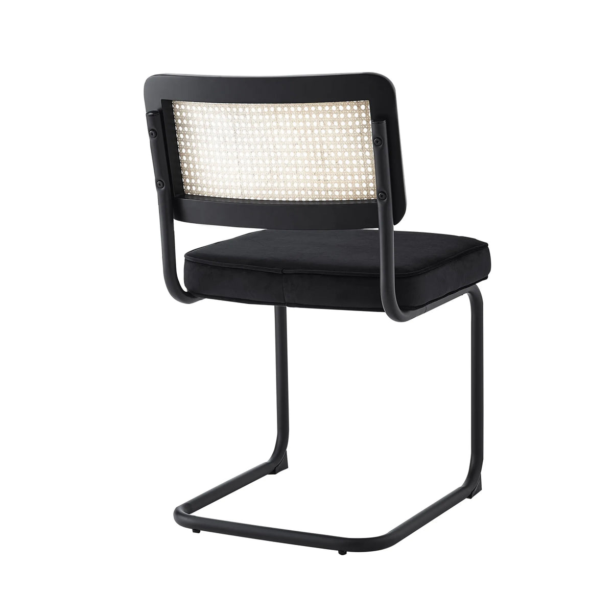 Set of 2 Black Upholstered Velvet Dining Side Chairs
