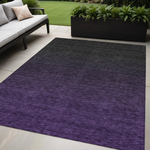 5' X 8' Eggplant Purple and Charcoal Abstract Washable Indoor Outdoor Area Rug