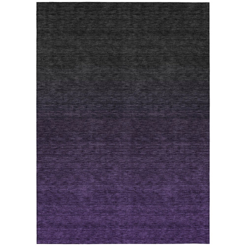 5' X 8' Eggplant Purple and Charcoal Abstract Washable Indoor Outdoor Area Rug