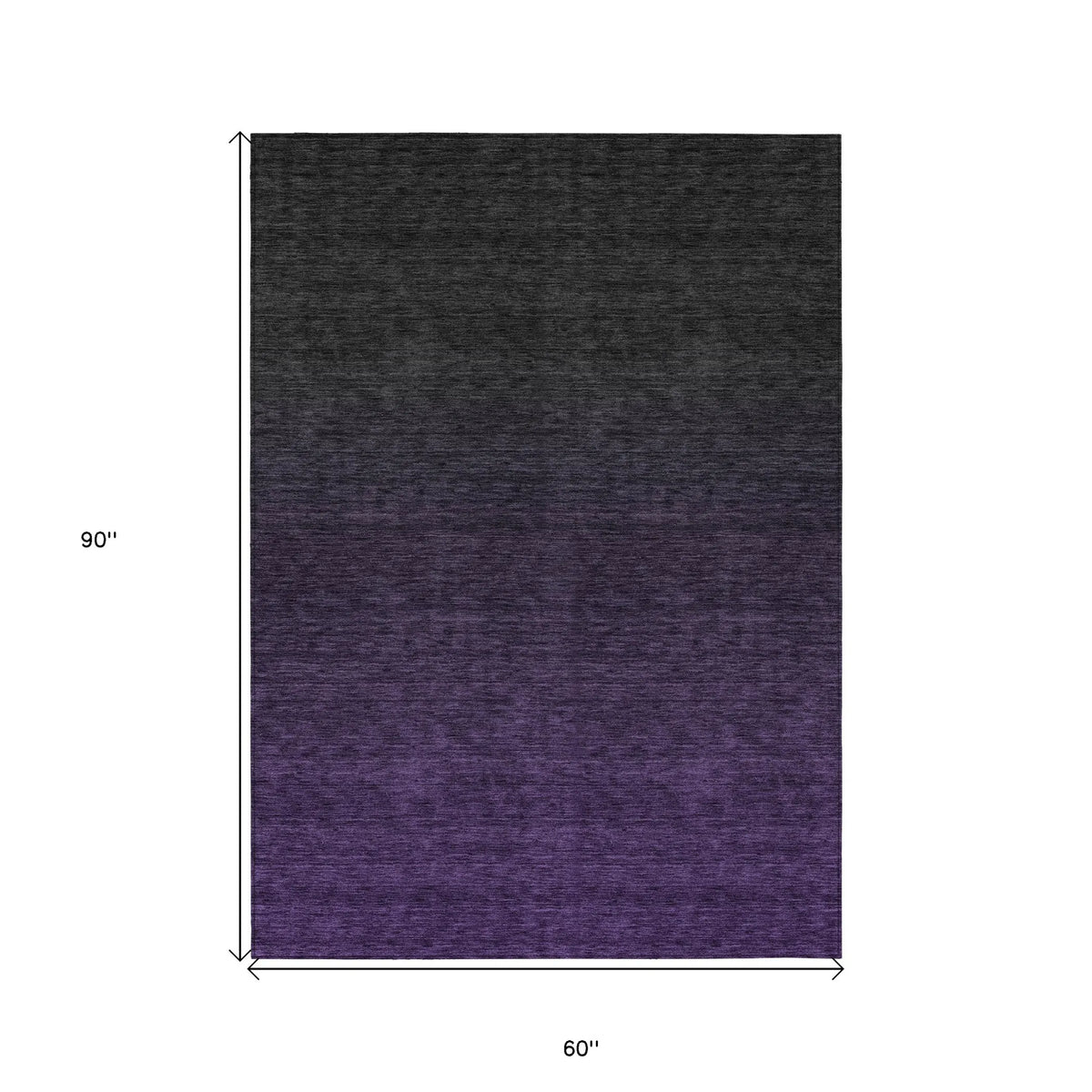 5' X 8' Eggplant Purple and Charcoal Abstract Washable Indoor Outdoor Area Rug
