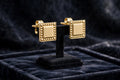 Men's Elegant Square Yellow Gold Sterling Silver Screw Back Hip Hop Stud Earrings