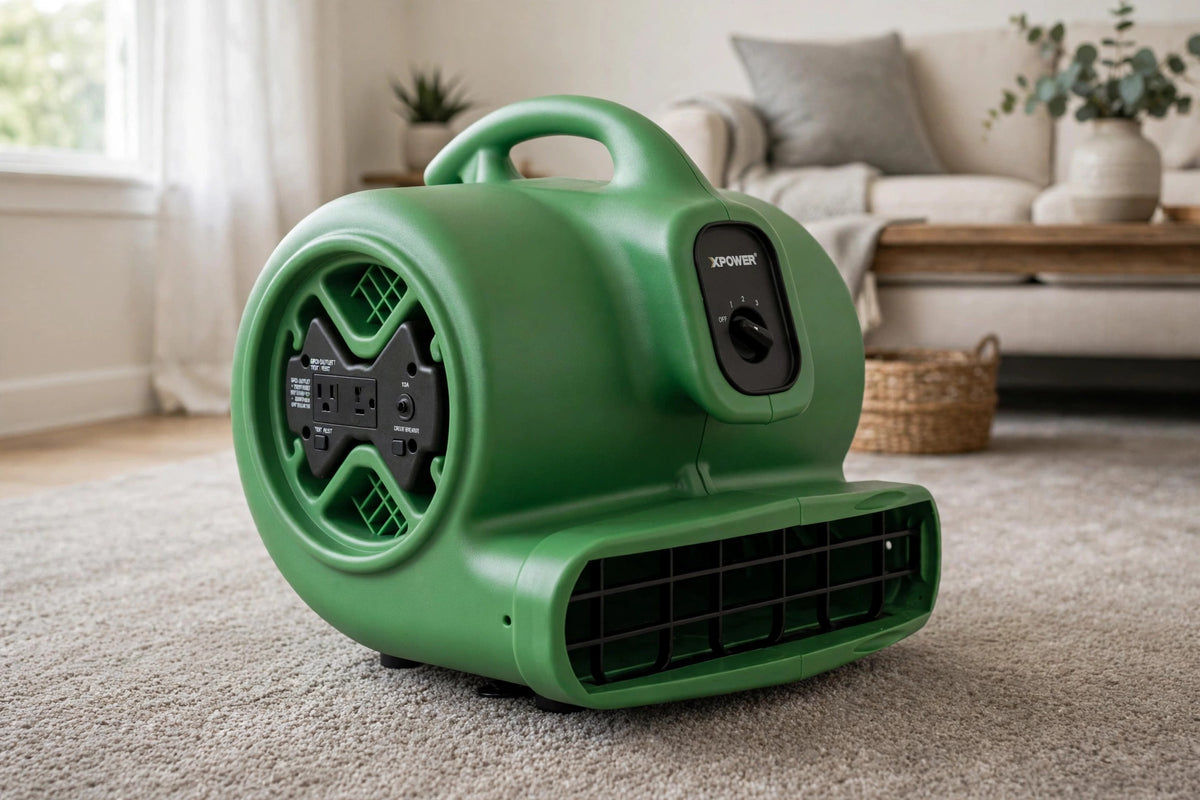 XPOWER X-600A 1/3HP 2400CFM Air Mover w/ GFCI (Green)