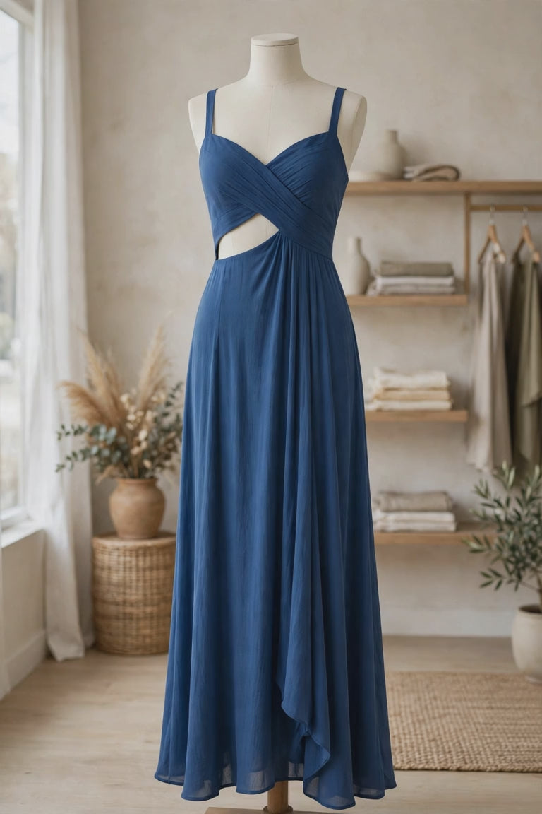 Marie Maxi Cutout Dress Blue Color (Akalia Collection)