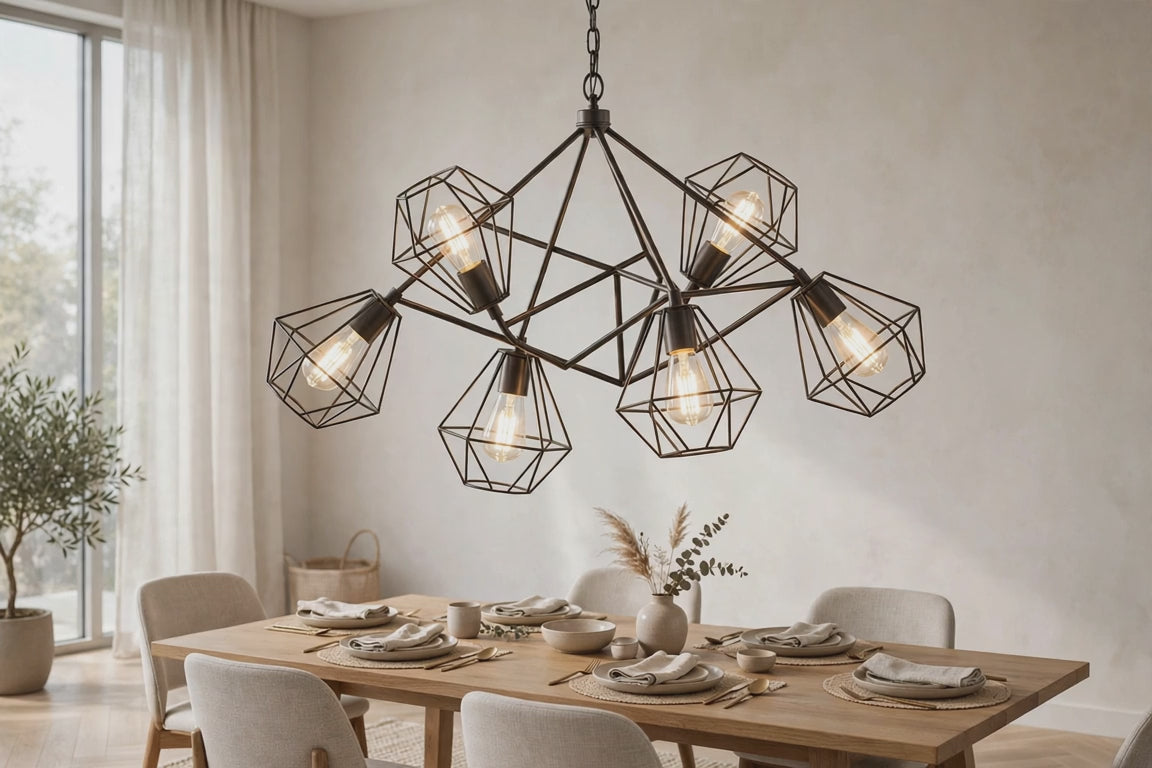 Modern Multi Light Geometric Hanging Chandelier Light