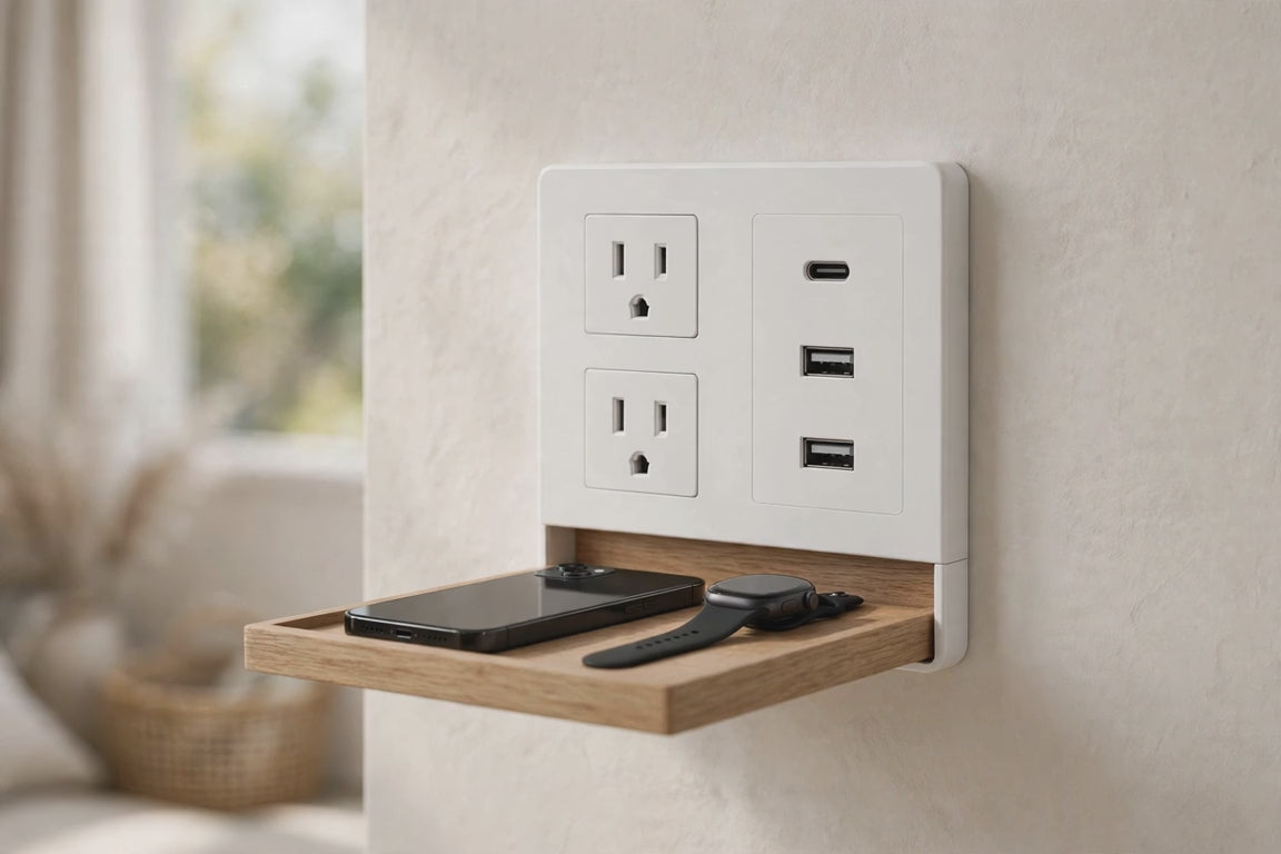 Executive Shelf Multi Charge Wall Outlet