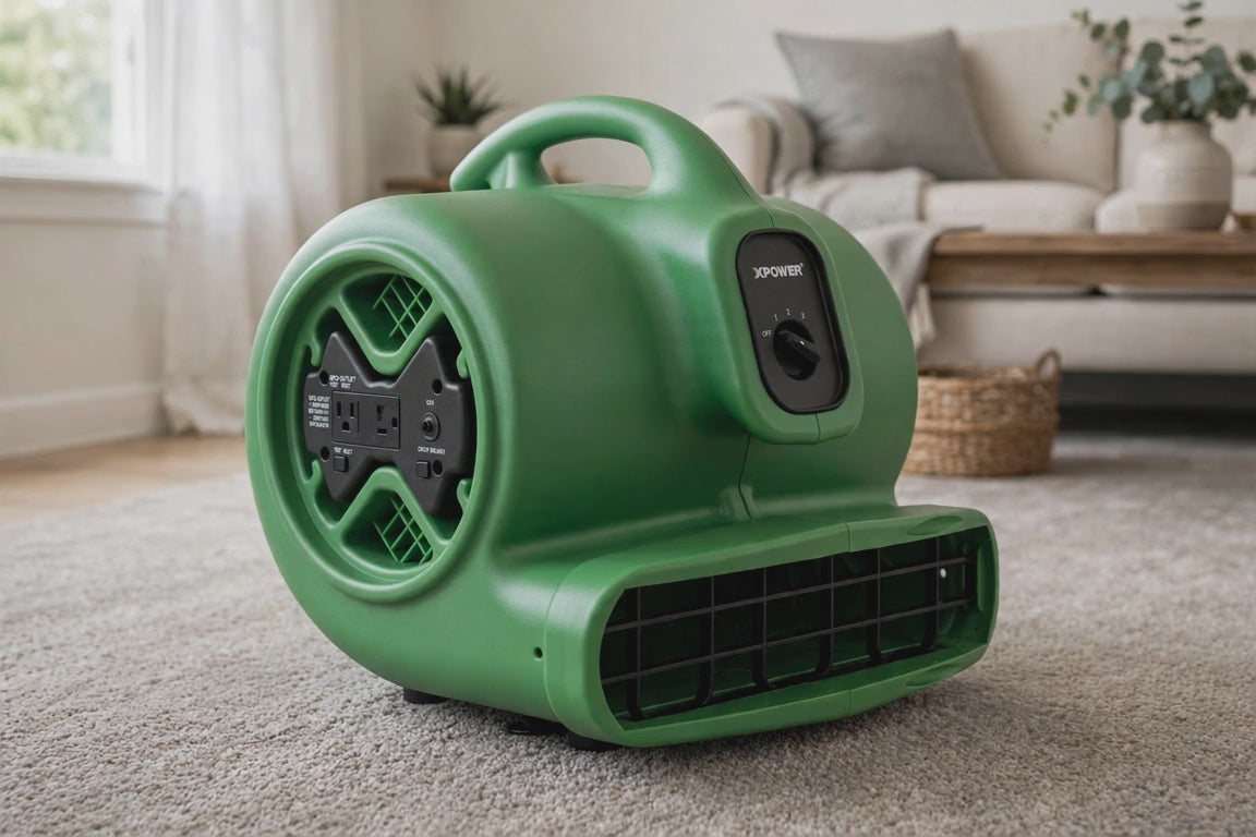 XPOWER X-600A 1/3HP 2400CFM Air Mover w/ GFCI (Green)