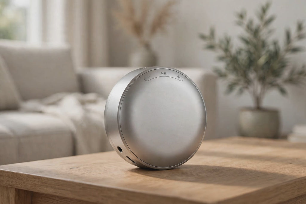 Minimal Metallic Bluetooth Speaker and MP3 Player
